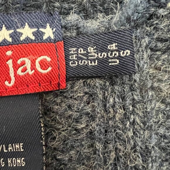 Mac & Jac Gray & Blue Striped Rib Knit Wool Cardigan Sweater Coat Size Small - Picture 9 of 10